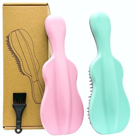 WYNK Hair Brush Detangler for Adults & Kids，Detangling Comb Hair Styling Tools & Appliances for Natural/Wavy/Curly/Coily/Wet/Dry/Oil/Thick/Straight/Long Hair (2 Pack, Soft Green&Pink)