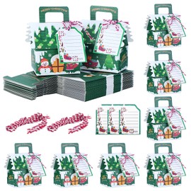 HSEAMALL Christmas Party Gift Boxes, Kraft Paper Candy Boxes, Small Empty Boxes for Gifts, Sweet Favour Boxes for New Year Christmas Eve Xmas Birthday Party Decorations Green, 8 x 6 x 12.5cm