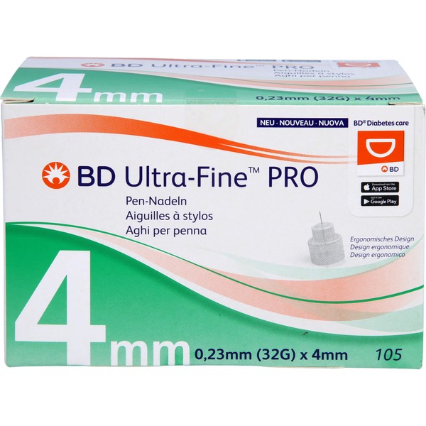 BD Ultra-Fine Pro 4 mm 32 G Pen-Nadeln, 105 St. Kanülen