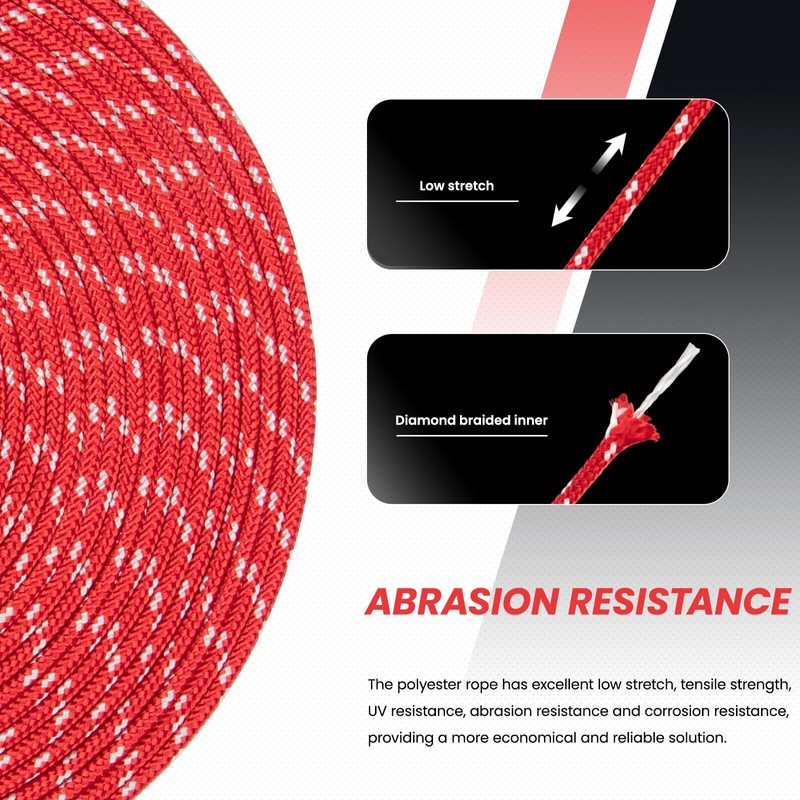 Abma Cord Polyester Cord 4mm x 30m Braid Polyester Rope,