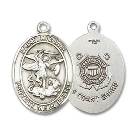 Bliss Sterling Silver Saint Michael Protect Coast Guard Medal Pendant Necklace 18"
