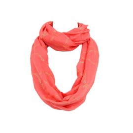 TrendsBlue Premium Chains Design Infinity Loop Fashion Scarf, Coral