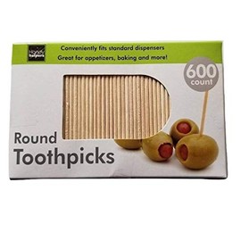 Handy Housewares 600-Count Round 2.5" Long Wooden Toothpicks - Great for Appetizers, Baking and more! (1-pack (600 pcs))