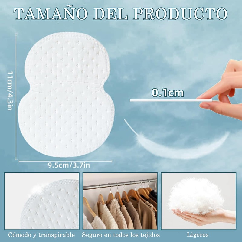 100 Pcs Parches Antitranspirantes para Axilas, Almohadillas Absorbentes de Sudor,