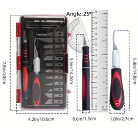 19 pack Craft Knife Hobby Knife with Anti-Slip Handle Engraving Tool hobby for Art Modeling hobby for Art Modeling Scrapbooking Precision Cutting Blade Assortment, Screwdriver and Twizzers case