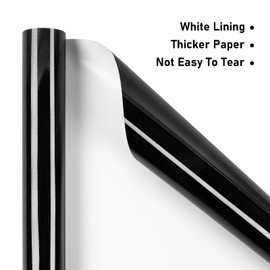 NESCCI Black Metallic Wrapping Paper, Solid Color Paper,Gift Wrapping Paper,Perfect for Wedding,Valentine's Day,Birthday, Christmas,Baby Shower,DIY Bouquet (17.5 Inches X 32.8 Feet)