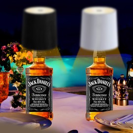 PQETBV 2-Teilig LED Dimmbare akku Flaschenlampe Warmweiß, wasserdicht flaschenlampe für Innen und Außen, Tragbare Metall für Restaurant&Bar(Schwarz+Weiß)