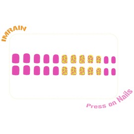 IMRAIN Press on Nails Short Square Fake Nails with Flower Designs Spring Yellow Pink False Nails Cute Floral Full Cover Acrylic Nail Supplies Glossy Glue on Nails for Women Girls 24Pcs