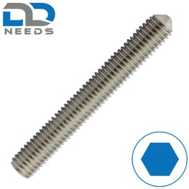 D2D | Pack of 10 - Grub Screws - Size: M4 x 16 mm - DIN 914 with Hexagon Socket (ISK) and Taper Tip Made of Stainless Steel A2 / V2A - Grub Screws