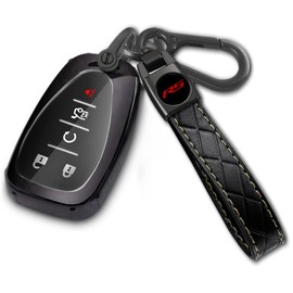 QZXIAOGU for Camaro Key Fob Cover with Keychain,Key Fob Cover Case Shell for Camaro RS 3/4/5 Buttons Smart Key, Black, Medium