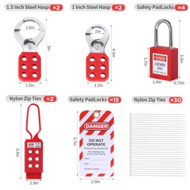 73 PCS OSHA Compliant Lockout Tagout Kit- Safety Loto Kit with Padlocks, Lockout Hasps, Loto Tags, Circuit Breaker, Electrical Plug, Ball/Gate/Cable Locks for Industrial Electrical & Machinery Safety