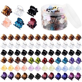 Funtopia Mini Hair Claw Clips for Girls and Women, Funtopia 72 Pcs Small Hair Clips Pins Clamps Non Slip Tiny Plastic Jaw Clips (Assorted Colors)