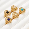 Joliernelle 18K Gold Sun Ring with Lapis/Opal/Moon Stone/Agate/Turquoise stone Ring