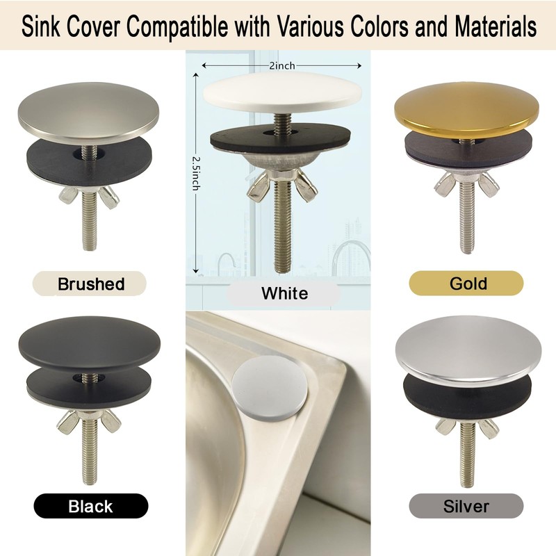 XNTONG - Sink Hole Cover, Sink Overflow Cap, Solid Brass