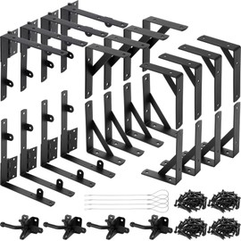 Otoolling 4 Sets Heavy Duty Anti-sag Fence Gate Hardware Kit with Hinges and Latch Door Brace Bracket for Farm Outdoor Garden Backyard Wooden Fence Deck Porch Gate
