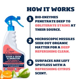 Extreme Strength Pet Stain & Odor Eliminator for Busy Pet Parents | Neutralize Tough Stains & Odors | Orange and Lemon for Deep Clean | Perfect for Cats & Dogs | 2-pk. 20-oz bottles - Nuesta Pets