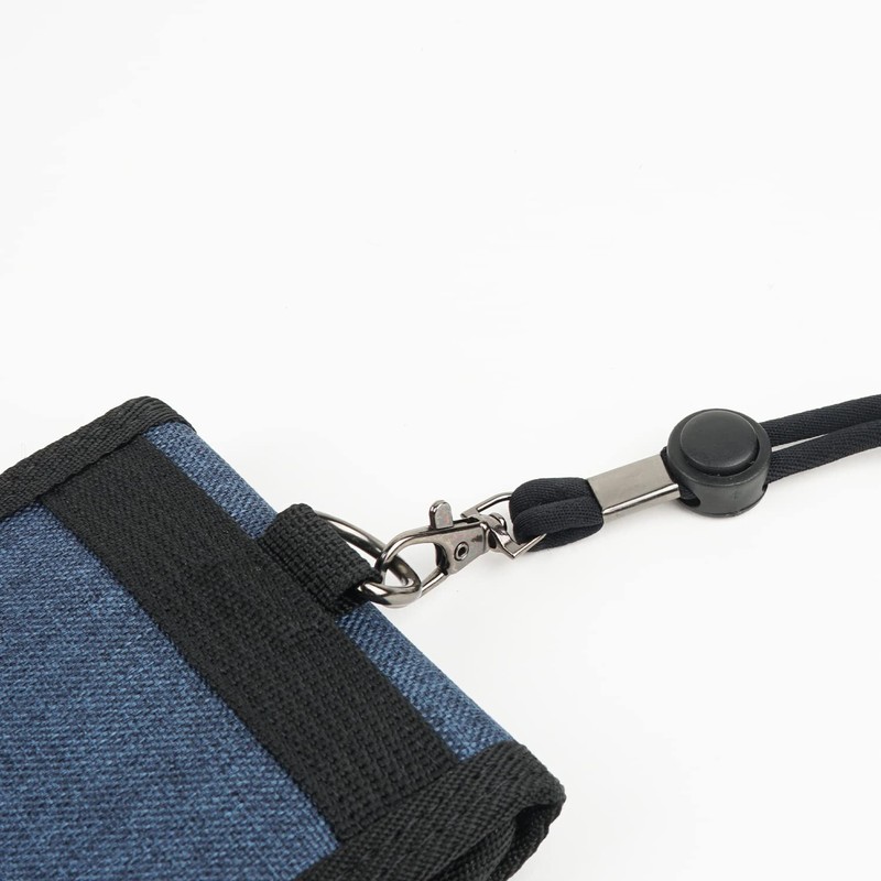 Logo Spark Men's Bi-fold Neck Wallet with Strap, navy