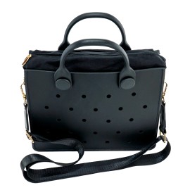 Waterproof EVA Beach Tote Bag for Women with Punch Holes DIY Shoe Charm Decoration Shoulder Handbag Travel Lady Bag Handbag 2025size: M, color: HYB-T07