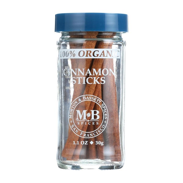 Morton & Bassett Organic Cinnamon Sticks, 1.1-Ounce Jars (Pack of 3)