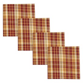 Split P Astor Plaid Napkin Set of 4, Red and Gold Plaid Table Napkins for Farmhouse, Country, Fall, and Holiday Table Decor, Machine Washable 100% Cotton Cloth Napkins for Everyday Or Seasonal Use