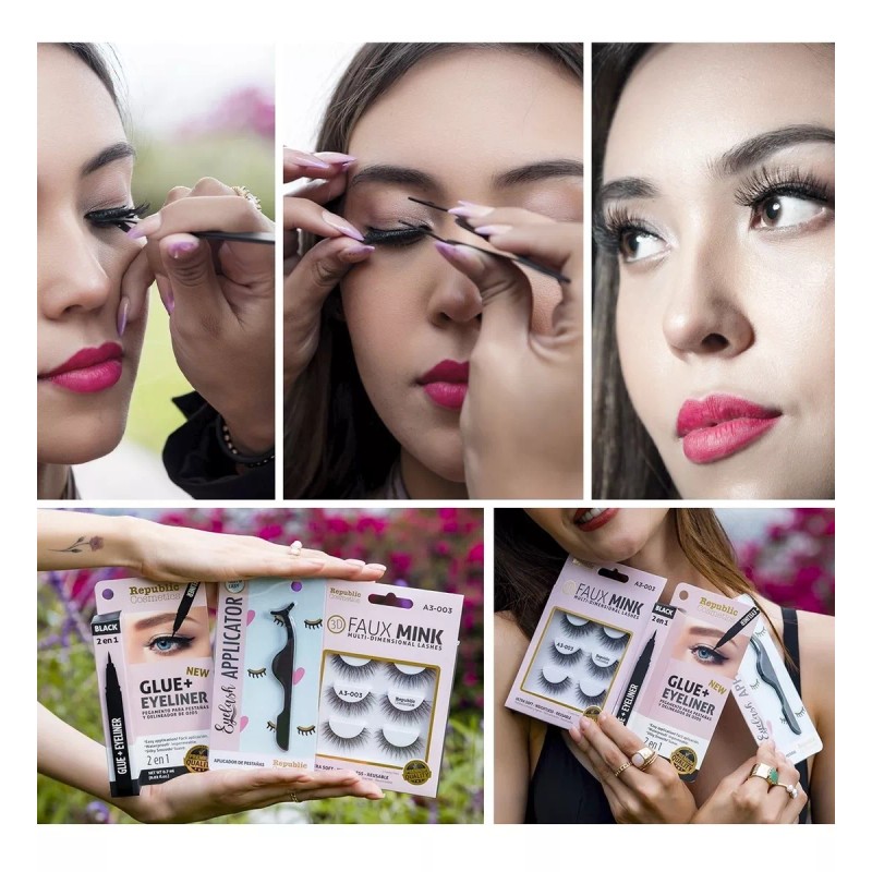 Republic Cosmetics Pestañas Postizas 3d Mink Reutilizables Mix Surtido 5