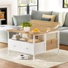 FABATO Farmhouse Coffee Table, Square Coffee Table for Living Room,