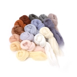 Glaciart One Spinning Fiber Merino Wool - Super Soft 16 Neutral Colors (5.6oz/160gram Pack) Unspun Roving Wool for Felting and Felting Yarn Craft Supplies