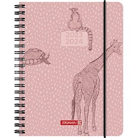 BRUNNEN School Calendar "Wild Animals" 2023/2024 2 Pages = 1 Week A6 Pink