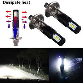 jingfei 2X H1 6000K Super Bright White 6000LM DRL LED Headlight Bulb Kit High-Beam
