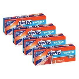 Hefty Freezer Slider Bags, Quart, 15 CT (Pack - 4)