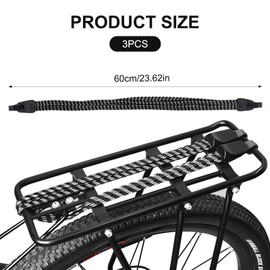Pack of 3 Luggage Straps Bicycle Tie Down Strap Bicycle Tie Down Strap Luggage Rack Tie Down Strap Rubber Tensioner with Hook 3 in 1 Tie Down Strap Bicycle Tie Down Straps Adjustable for Pannier Rack