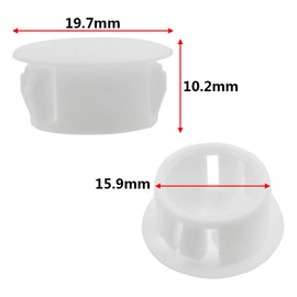 Qjaiune 60 Pcs 16mm (5/8") Plastic Hole Plugs, White Flush Type Tubing End Caps Snap in Locking Plastic Insert Plugs for Furniture Fencing Pipe