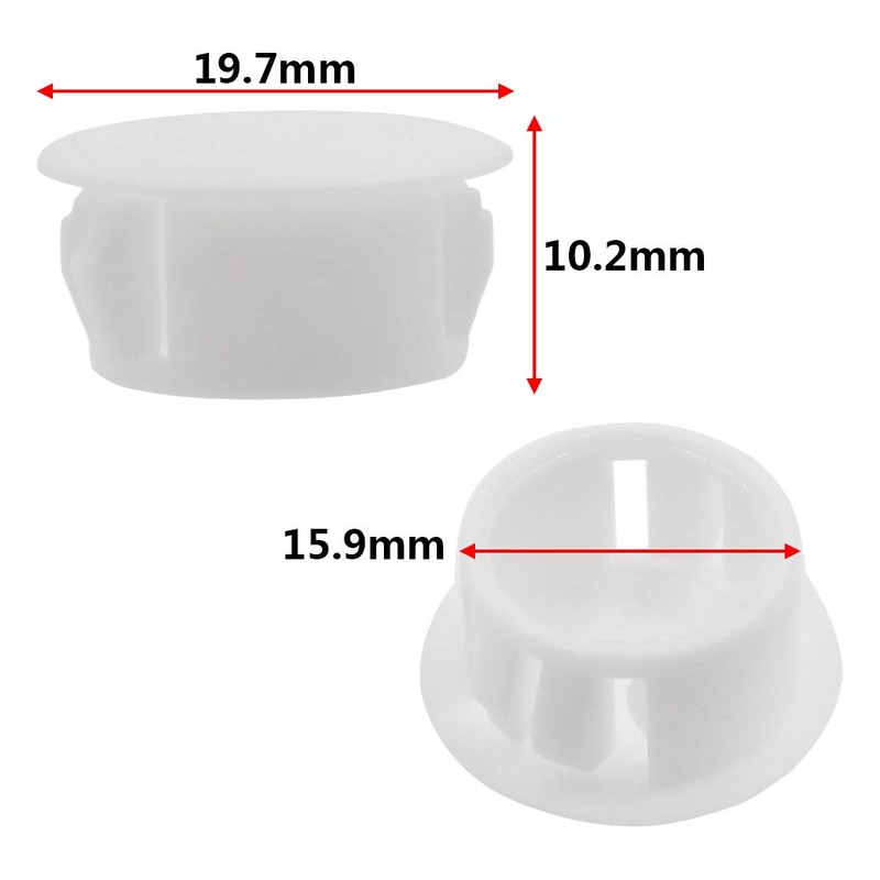 Qjaiune 60 Pcs 16mm (5/8") Plastic Hole Plugs, White Flush