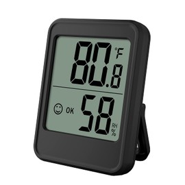 Tinia Digital Thermometer, Humidity Gauge, Mini Size Indoor Room Hygrometer with Temperature Humidity Monitor for Home, Office, Garage, Greenhouse, Black