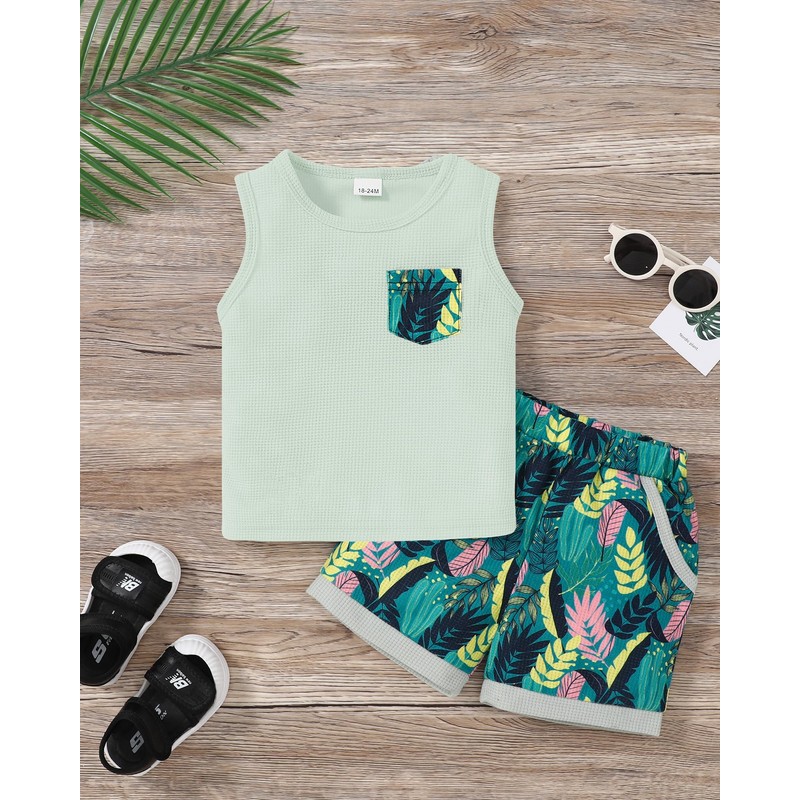 SOLOYEE Toddler Boy Clothes 4T 5T Boys Summer Outfits Sleeveless