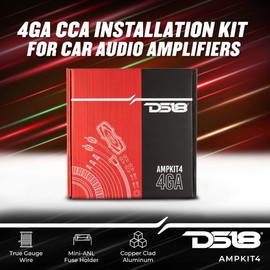DS18 AMPKIT4 4 Gauge Amp Installation Wiring Kit - Amplifier Installation Kit 4 GA - A Car Amplifier Wiring Kit Simplifies Wire Connections and Delivers Power to Your Radio, Subwoofers, and Speakers