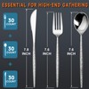 Rubtlamp 90 Pcs Silver Plastic Silverware - Hammered Disposable Silverware
