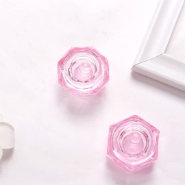 Enyolidimk 2 Pcs Glass Nail Art Cups Nail Dipping Jars Nail Dappen Dishes Bowls Nail Powder Holders Nail Liquid Containers with Lid Nail Salon Supplies Hexagon Nail Polish Nail Art and Polish