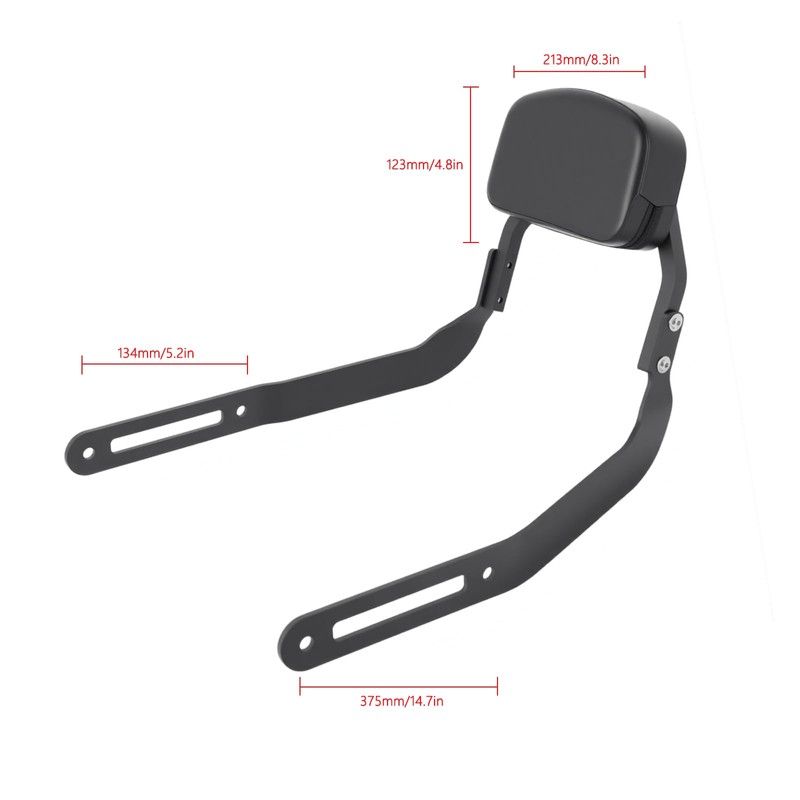 Motorcycle Detachable Passenger Sissy Bar Backrest with Cushion Pad Compatible