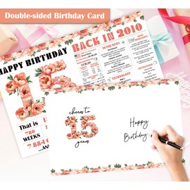 Blazeon Jumbo 15th Birthday Card for Girls, Floral 15th Birthday Party Decorations for Her, Happy 15 Year Old Birthday Gifts for Daughter, Double-Sided with Two Stickers