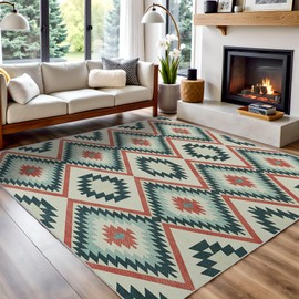 Indoor Outdoor Area Rug 5x8 Modern Geometric Pattern Gradient Color Washable Easy Clean Outdoor Carpet for Patio RV Camping Deck Balcony Backyard Picnic Porch Non Slip