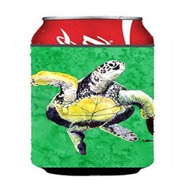 Caroline's Treasures 8671CC Turtle Can or Bottle Hugger Cooler Washable Drink Sleeve Collapsible Beverage Insulated Holder, Can Hugger, Multicolor