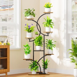 Plant Stand Indoor with Grow Lights, 63'' Tall Plant Shelf Indoor, 7 Tiered Corner Shelves for Indoor Plants Multiple, Large Plant Holder Flower Stands Rack, Double C-Shaped for Home Décor, Patio