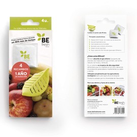 BEfresh Home | 1 Year Replacement Fresh Fruits and Vegetables for up to 40% Longer Time Use Inside and Out of the Fridge (4 Bags) Save £700 per year of waste.