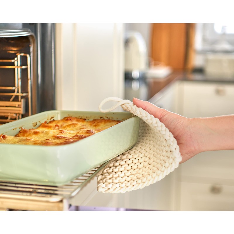 Zeller Nature 24080 Pot Holder Cotton Natural Macrame Look Kitchen