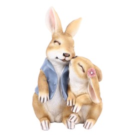 Rabbit Statue Resin UV Protection Coating Cute Vintage Look Vivid Clear Texture Garden Bunny Ornament Decoration