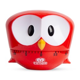 Kitchen Timer, Cute Cartoon Animal Not-Battery Countdown Timer for Banking,Sport,Study (Red)