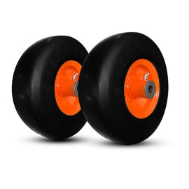 Horseshoe (2-PK-Set) New 9x3.50-4 Flat-Free Smooth Tires w/Steel Rim for Toro Exmark Walk Behind 1-513648 Solid Lawn & Gardon Wheels - 3/4" Bore 93504 T161