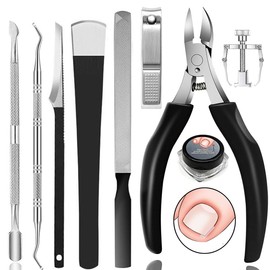 Ingrown Toenail Removal Kit,Nail Treatment Foot Tool,Ingrown Toenail Tools Correction nail Clippers,Nail File Lifter, Professional Pedicure&Manicure set Tools (9cs Ingrown toenail removal kits black)