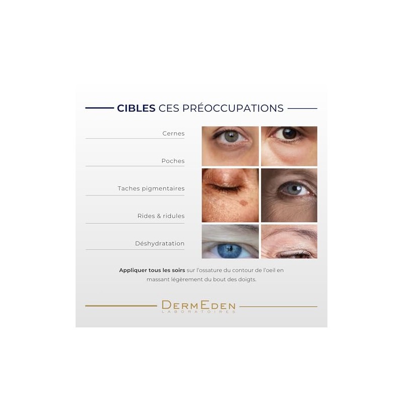 Dermeden - Crema intensa para contorno de ojos antienvejecimiento, 15